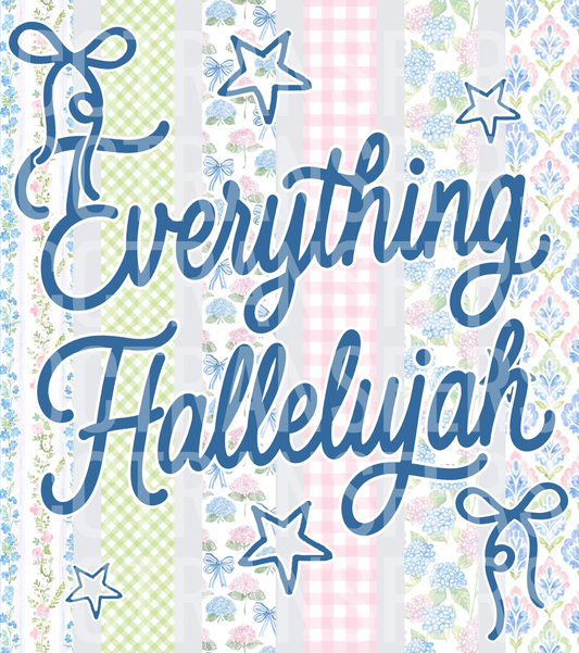 Everything Hallelujah Floral Gingham Bow Script (DTF)