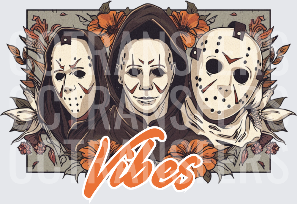 Horror Icon Trio Floral Vibes Halloween Masks (DTF)