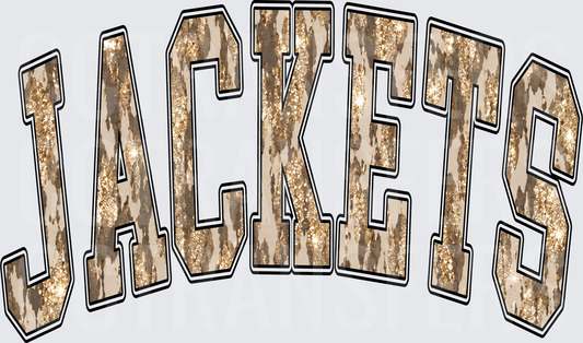 Jackets Arched Glitter Gold Varsity Letters (DTF)
