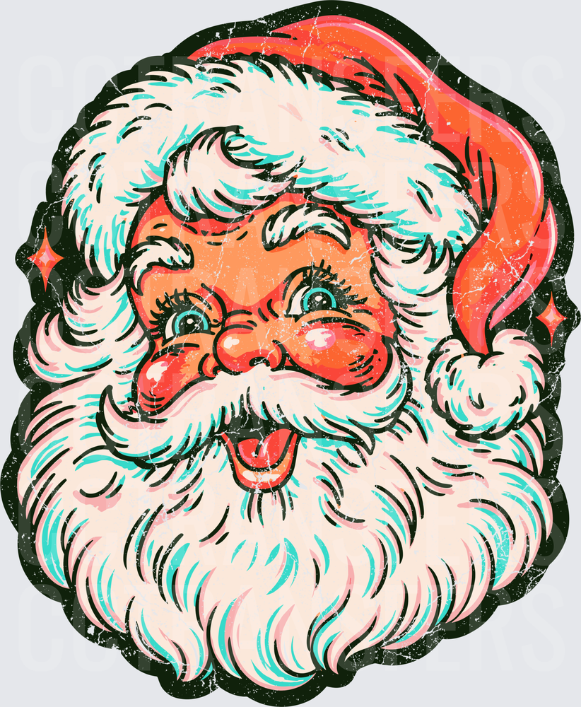 Retro Jolly Bearded Holiday Man Vintage Grunge Style (DTF)