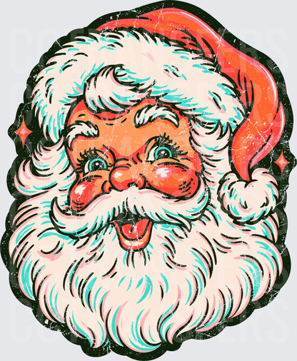Retro Jolly Bearded Holiday Man Vintage Grunge Style (DTF)