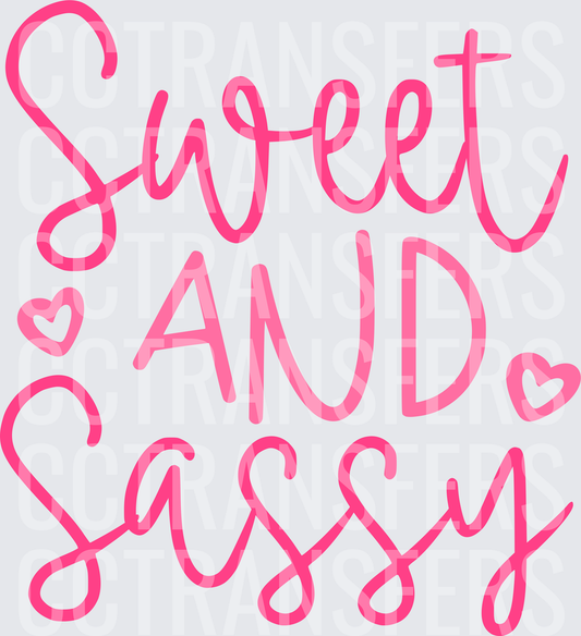 Sweet and Sassy Script with Hearts Pink (DTF)