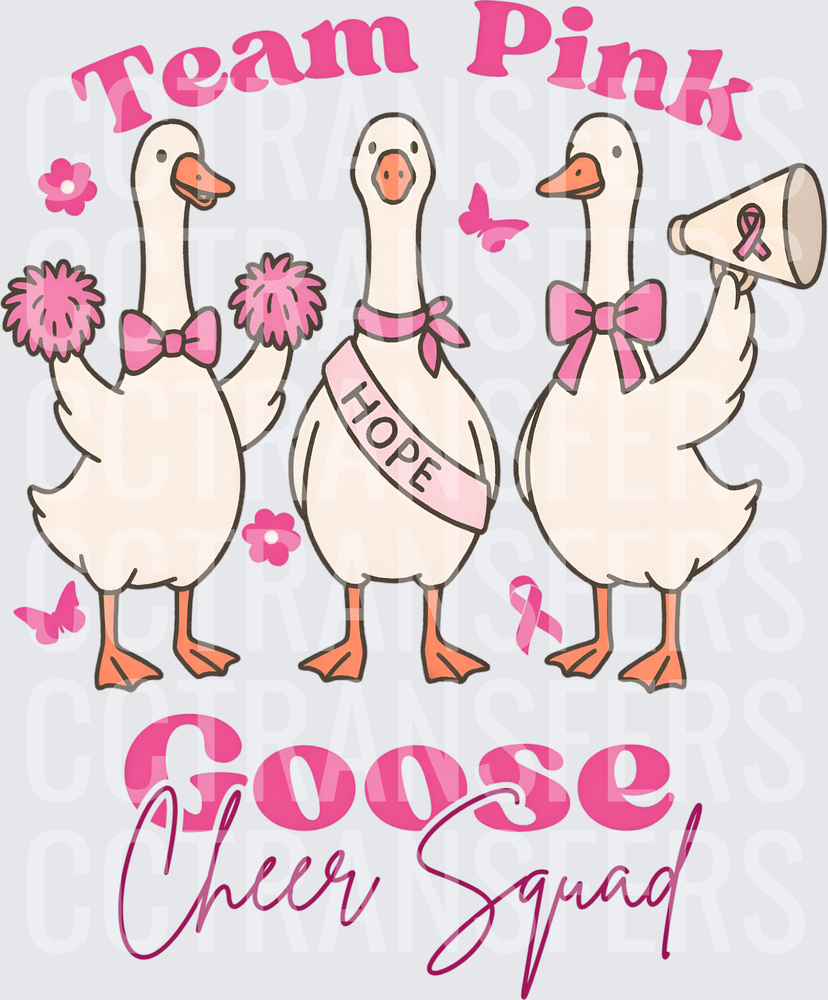 Team Pink Goose Cheer Squad Hope Ribbon Geese (DTF)