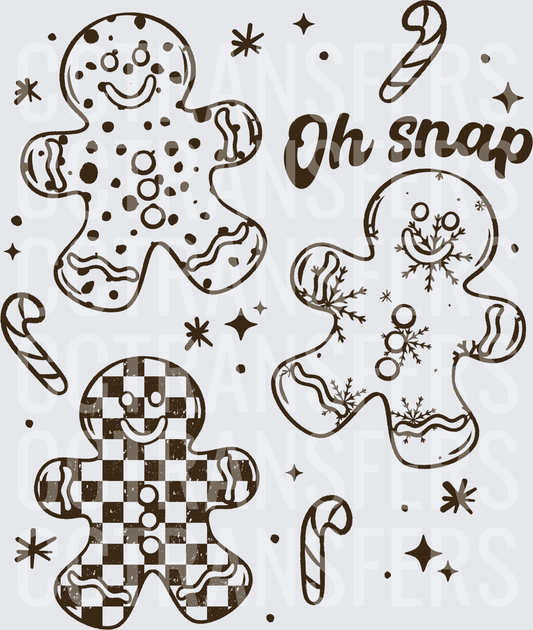 Oh Snap Gingerbread Men Candy Cane Christmas (DTF)
