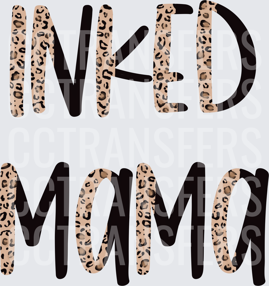 Inked Mama Leopard Print Bold Text (DTF)