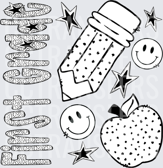 Black and White Dotted Back to School Teacher Bundle (DTF)