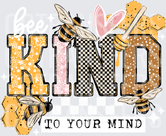 Kind To Your Mind Honeybee Patchwork Varsity Letter (DTF)