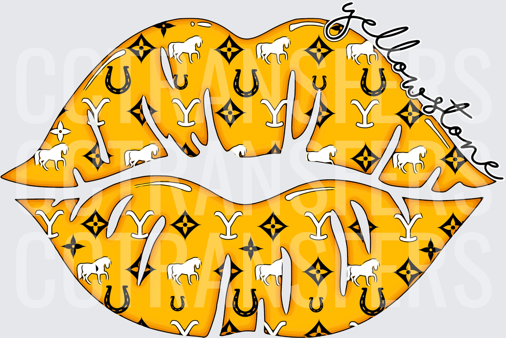 Yellowstone Gold Western Lips Pattern (DTF)