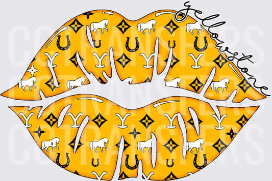Yellowstone Gold Western Lips Pattern (DTF)