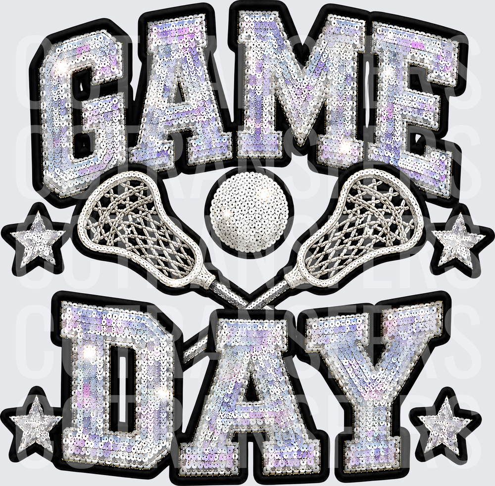 Sequin Holographic Game Day Lacrosse Crossed Sticks Stars (DTF)
