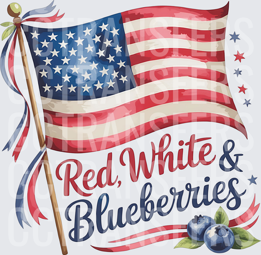 Red White & Blueberries Patriotic Flag (DTF)