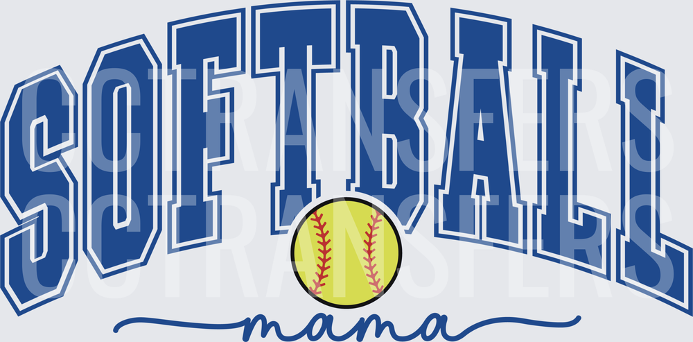 Softball Mama Arched Varsity Letters with Ball (DTF)