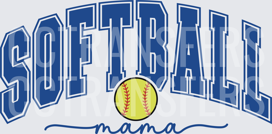 Softball Mama Arched Varsity Letters with Ball (DTF)