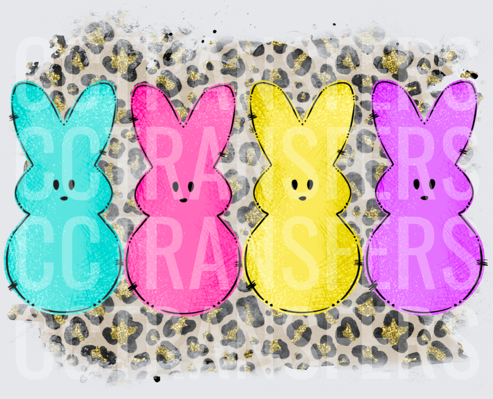 Colorful Easter Bunny Marshmallow Cheetah Print (DTF)