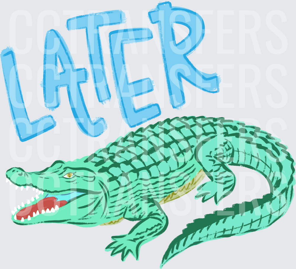 Later Alligator Green Gator Open Mouth Illustration (DTF)
