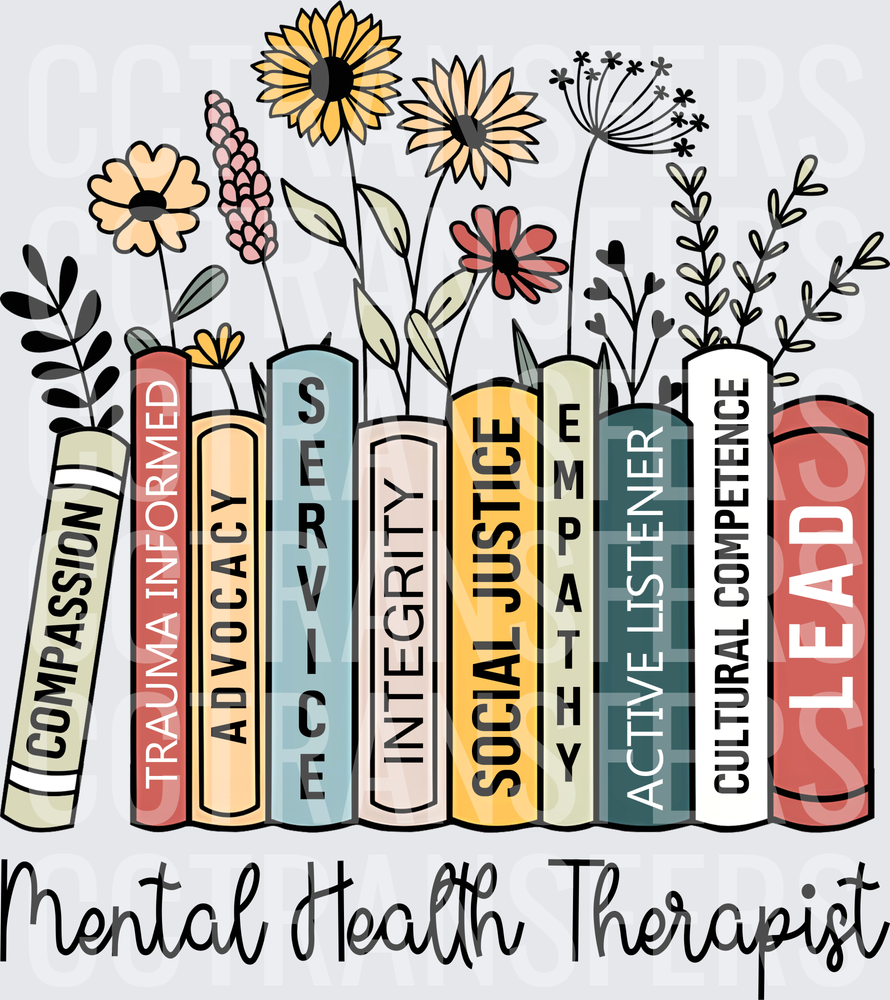Mental Health Therapist Wildflower Books Stack (DTF)
