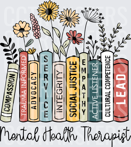 Mental Health Therapist Wildflower Books Stack (DTF)