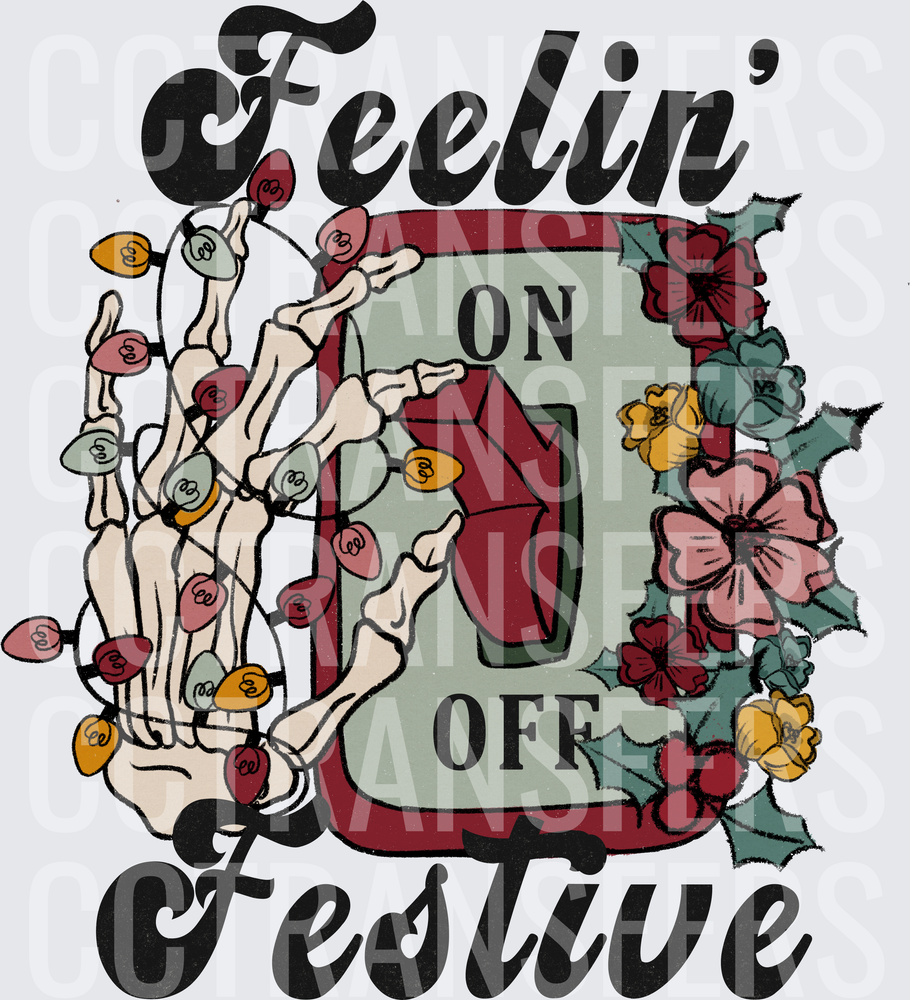 Feelin' Festive Skeleton Hand Light Switch On Off Floral (DTF)