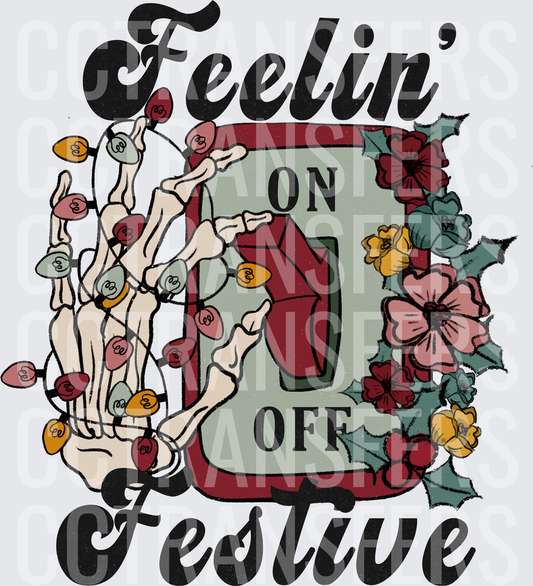 Feelin' Festive Skeleton Hand Light Switch On Off Floral (DTF)