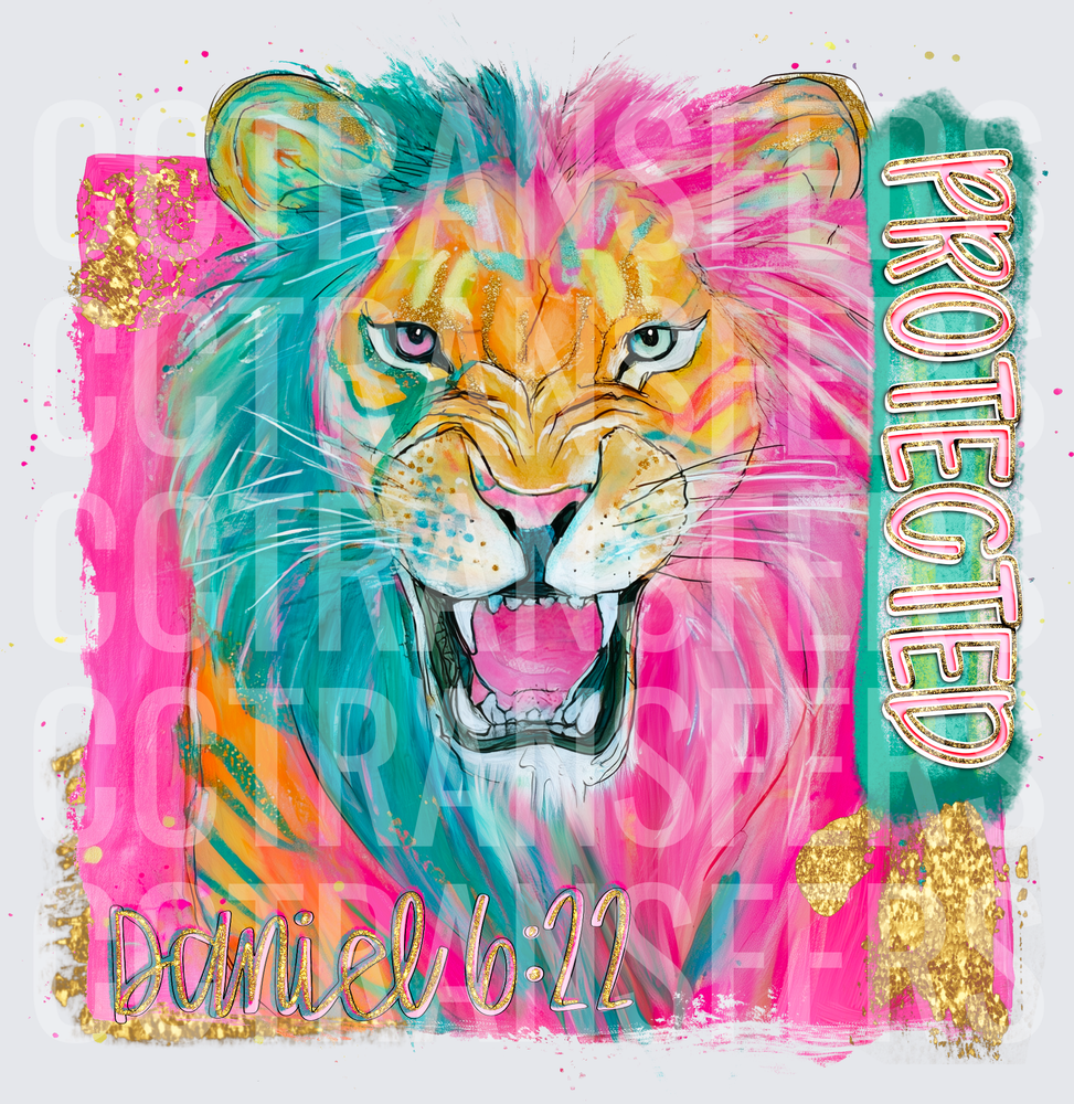 Colorful Roaring Lion Protected Daniel 6:22 (DTF)