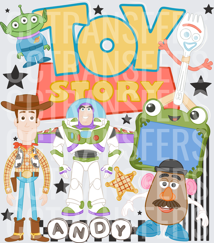Toy Story Andy Woody Buzz Alien Forky Character Group (DTF)