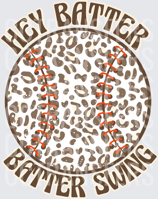 Hey Batter Batter Swing Leopard Print Baseball (DTF)
