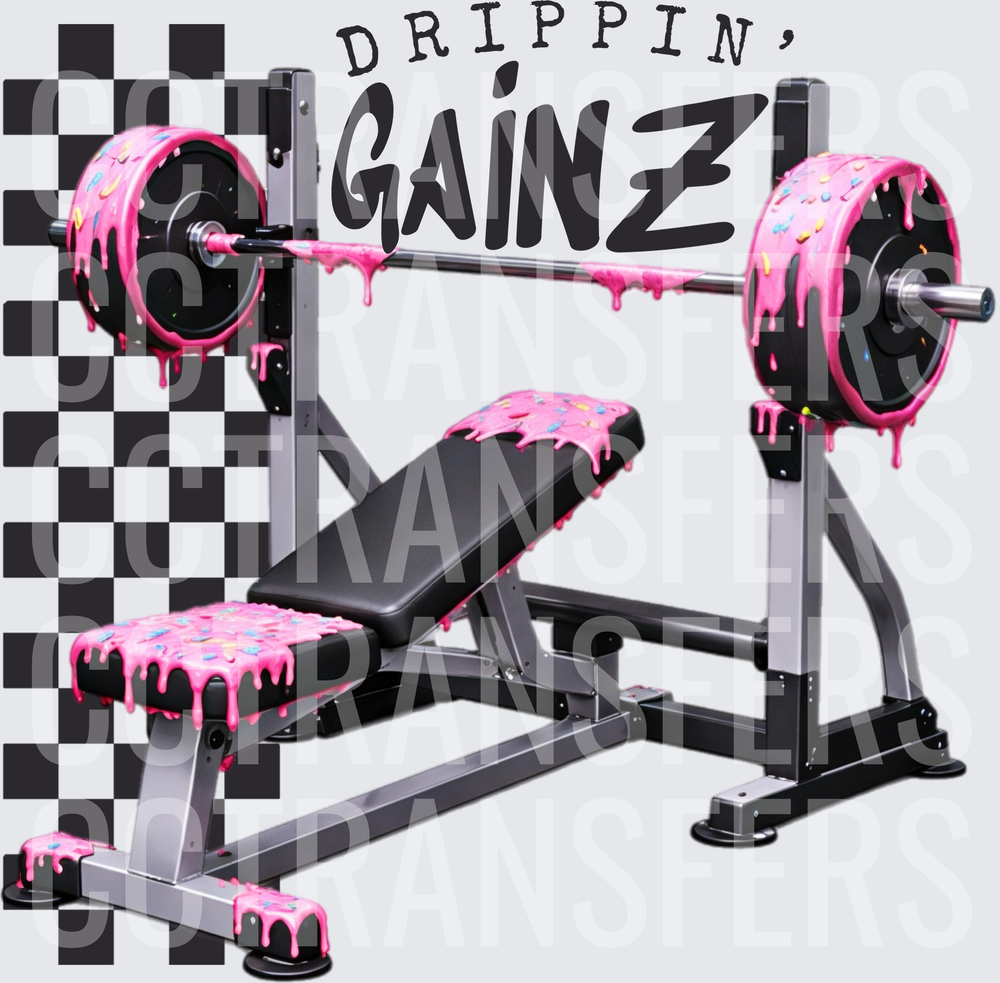 Drippin Gainz Pink Frosted Sprinkle Gym Bench Press (DTF)