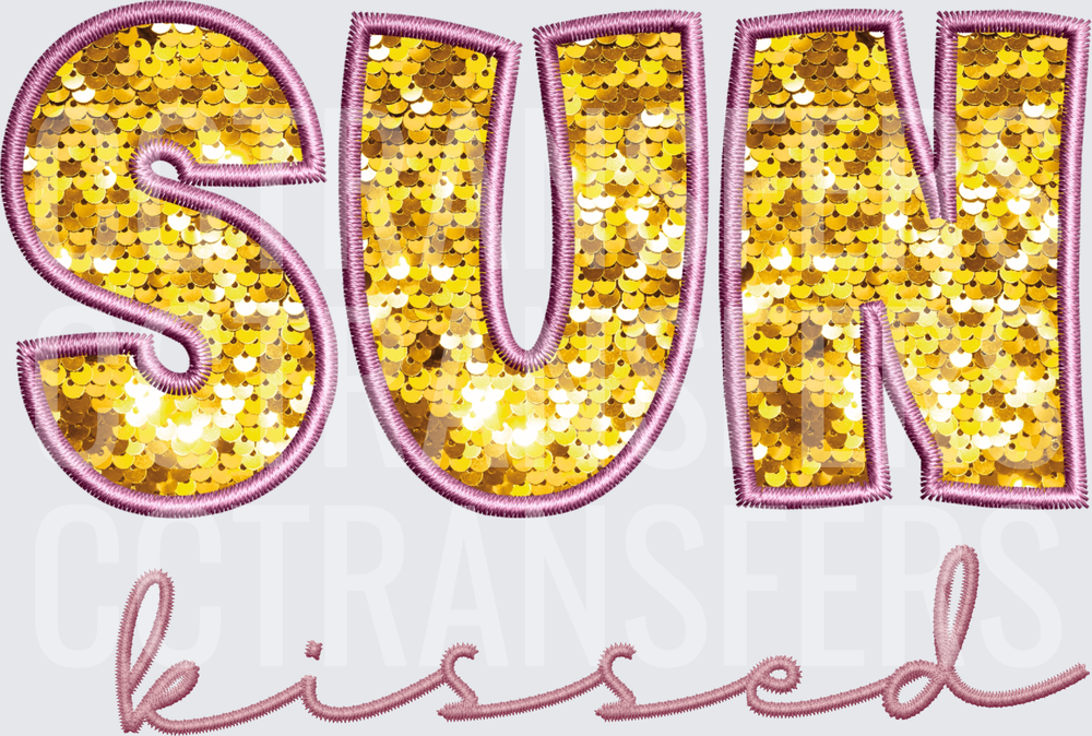 Sun Kissed Gold Sequin Embroidery Style Lettering (DTF)