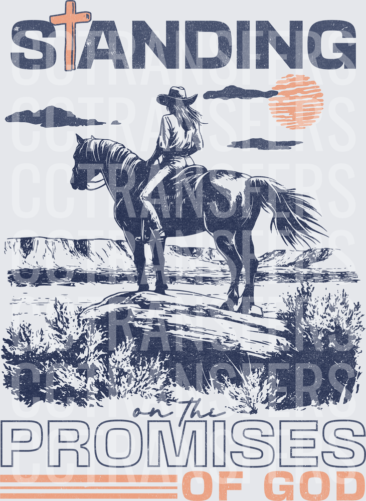 Standing on the Promises of God Cowgirl Horse Desert (DTF)