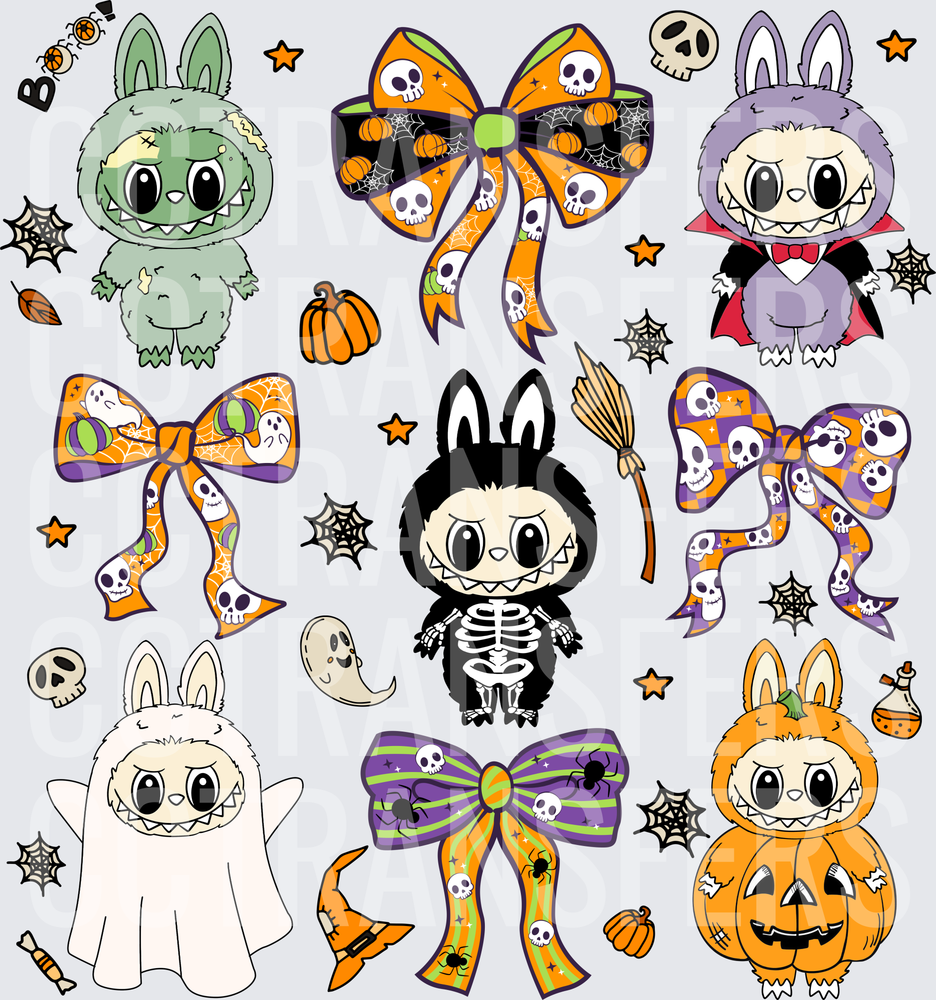 Cute Halloween Bunny Monsters Bows Skulls Bundle (DTF)