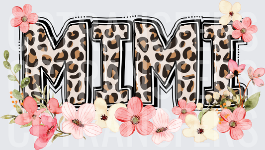 Mimi Leopard Print Bold Letters Floral Arrangement (DTF)