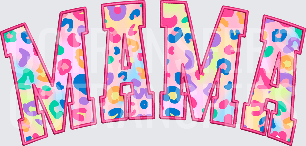 Mama Colorful Leopard Print Varsity Letters (DTF)