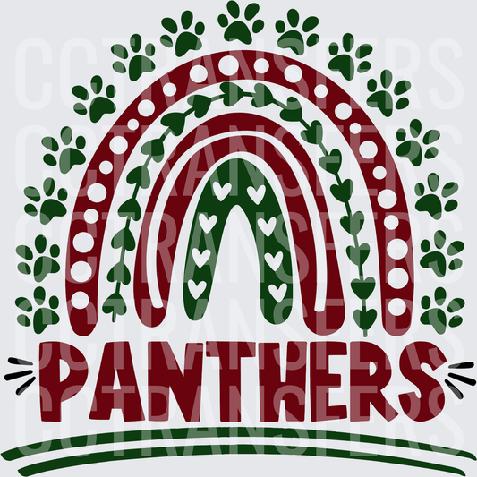 Panthers Rainbow Paw Prints Hearts Spirit Design (DTF)