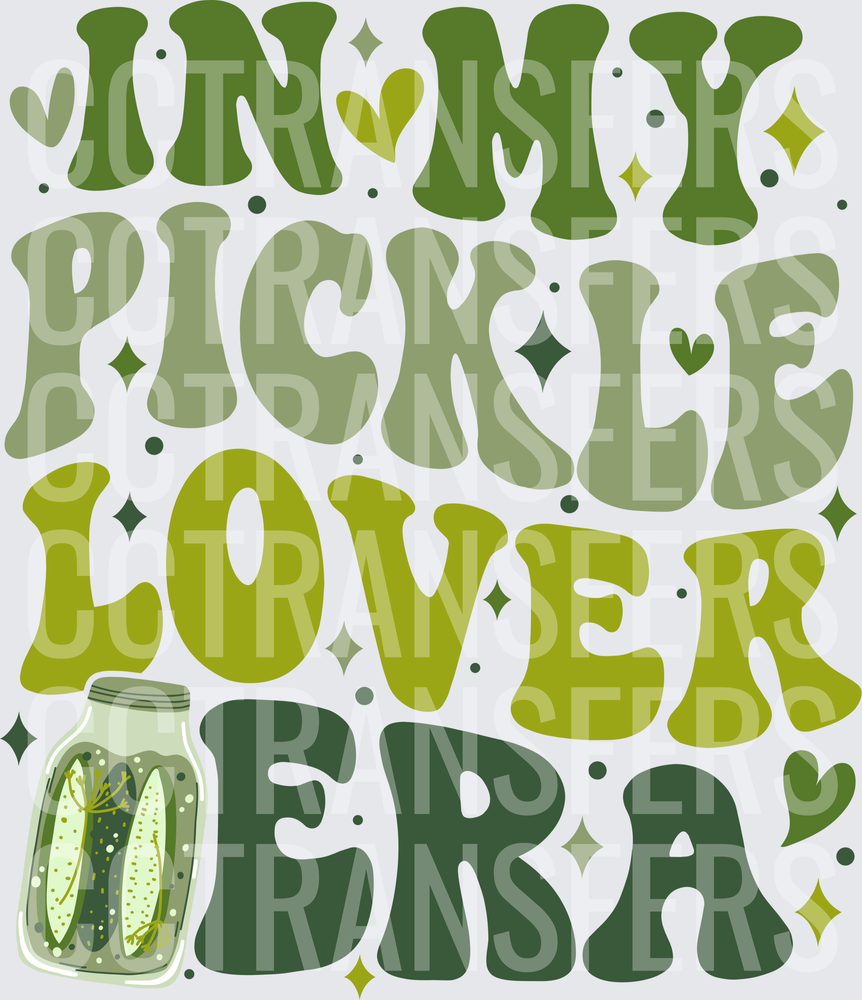 In My Pickle Lover Era Retro Groovy Mason Jar (DTF)