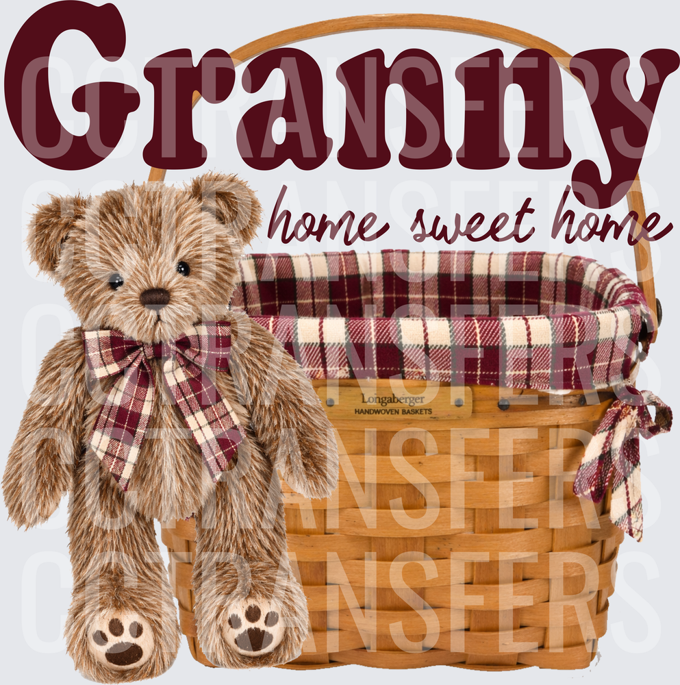 Granny Home Sweet Home Teddy Bear Woven Basket (DTF)