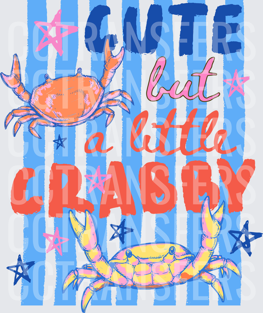 Cute But A Little Crabby Two Crabs Blue Stripe (DTF)