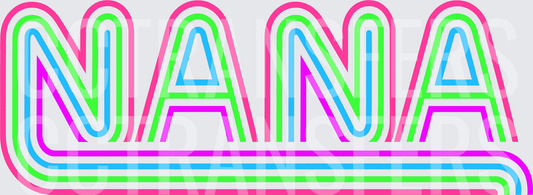 Neon Retro Stripe NANA Bold Lettering (DTF)