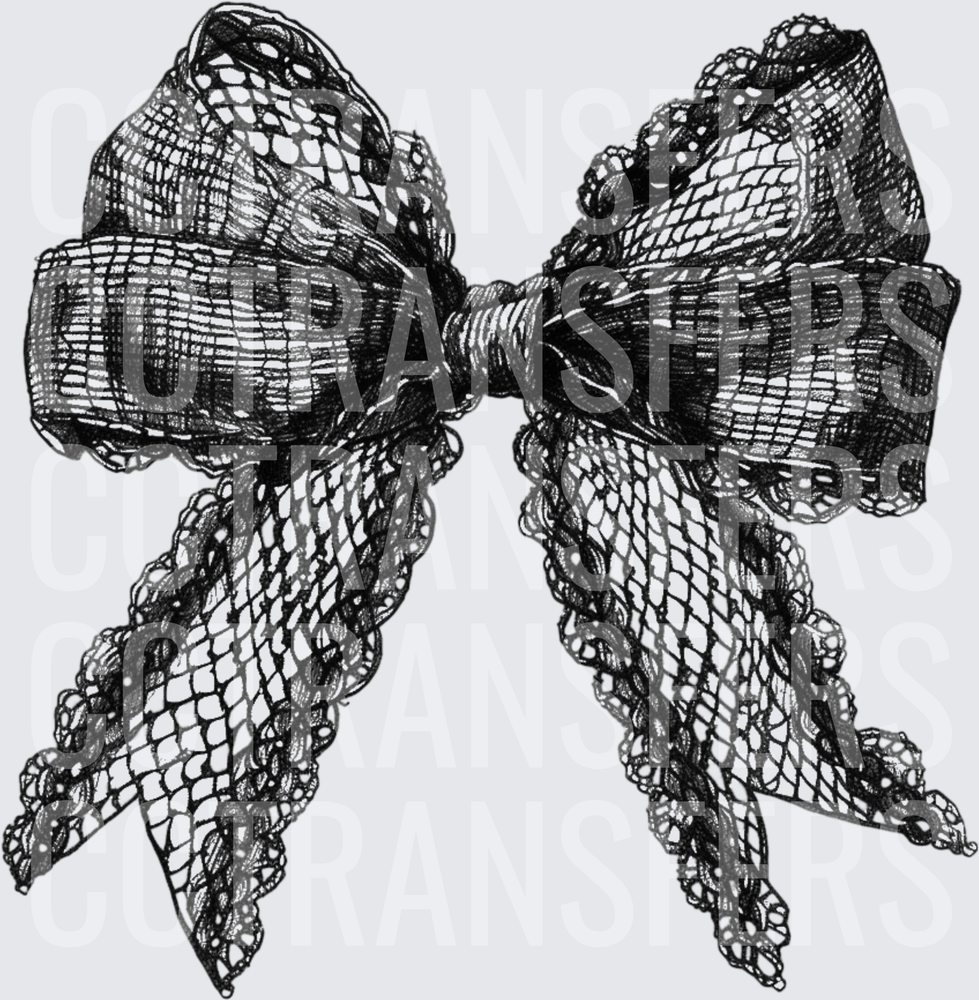Black Lace Bow Ribbon Elegant Gothic (DTF)