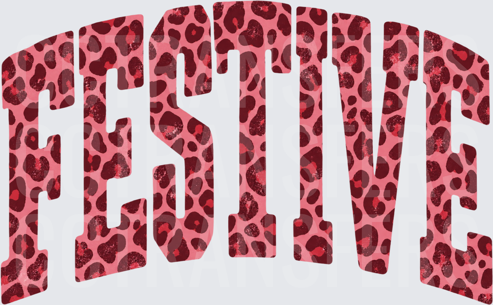 Festive Arched Leopard Print Bold Word Design (DTF)