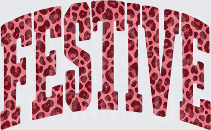 Festive Arched Leopard Print Bold Word Design (DTF)