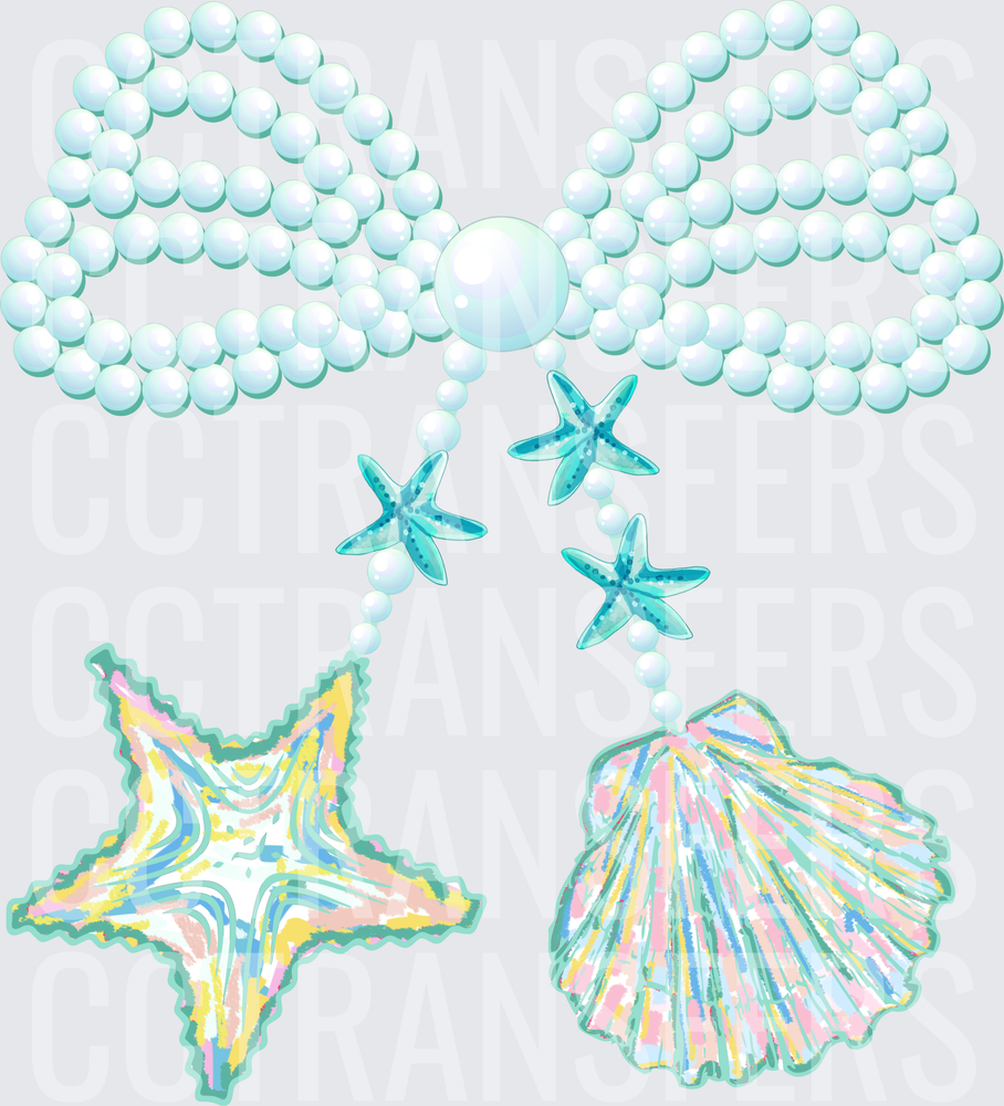Pastel Pearl Bow Starfish Seashell Ocean Charm (DTF)