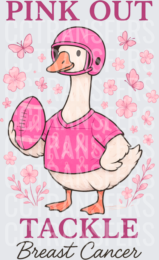 Pink Out Tackle Breast Cancer Football Duck (DTF)