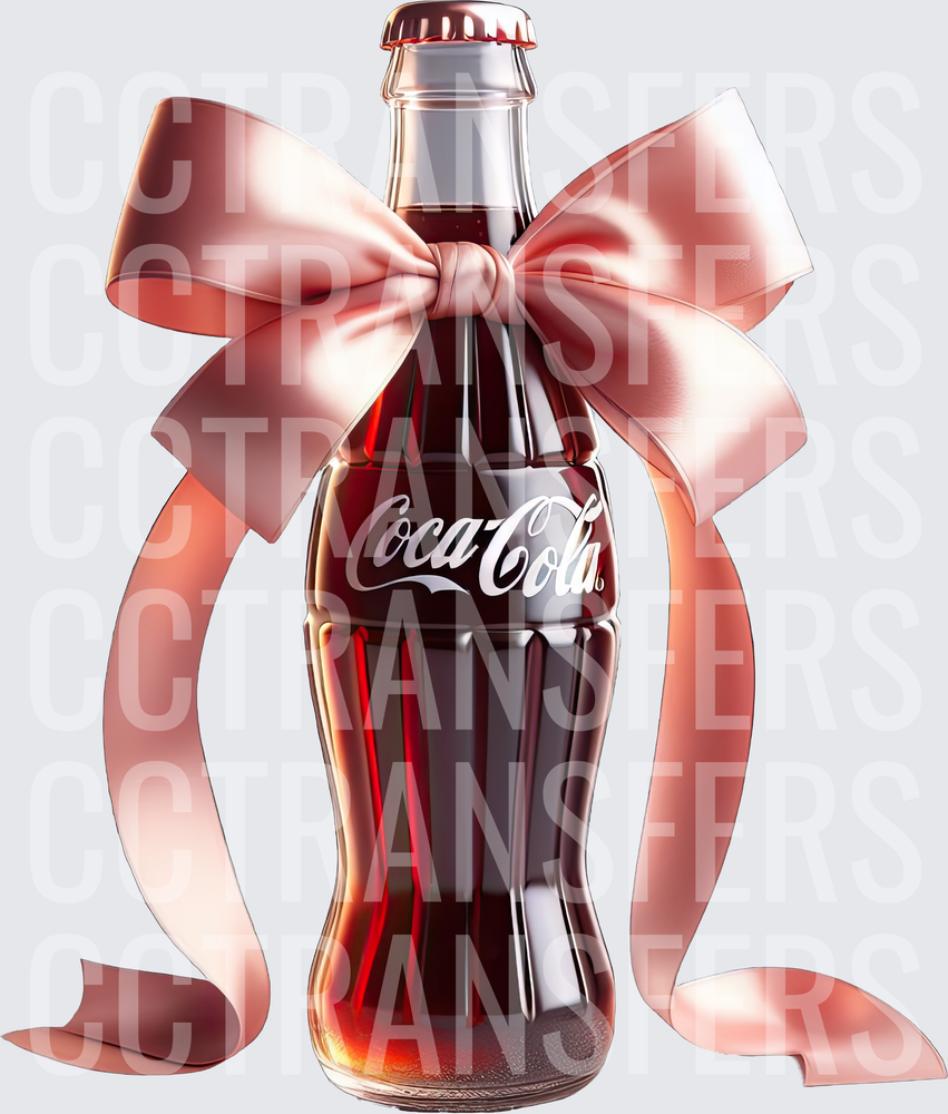Classic Glass Soda Bottle with Pink Satin Bow (DTF)