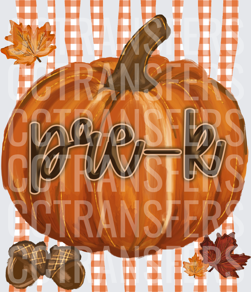 Fall Pumpkin Pre-K Gingham Autumn Leaves Acorns (DTF)