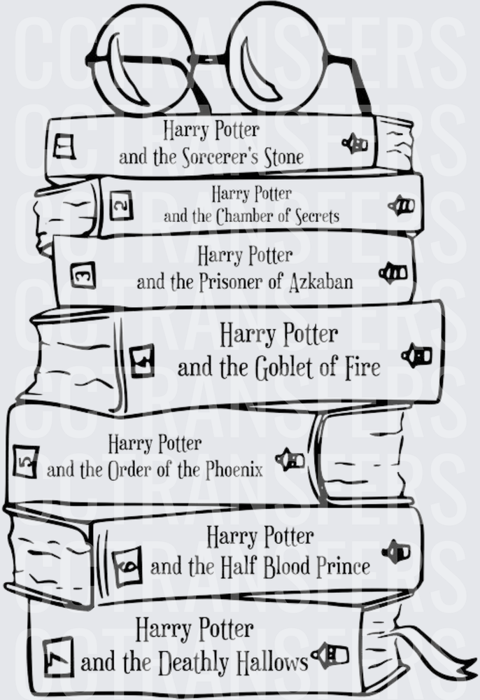 Stacked Fantasy Book Series Collection with Round Glasses (DTF)