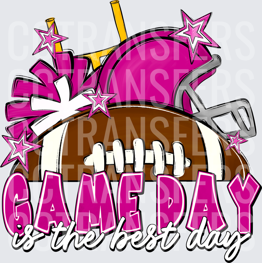 Game Day Is The Best Day Pink Football Helmet Stars (DTF)