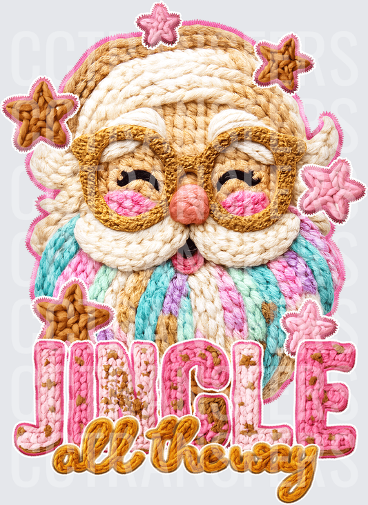 Crochet Santa Jingle All The Way Pink Stars (DTF)