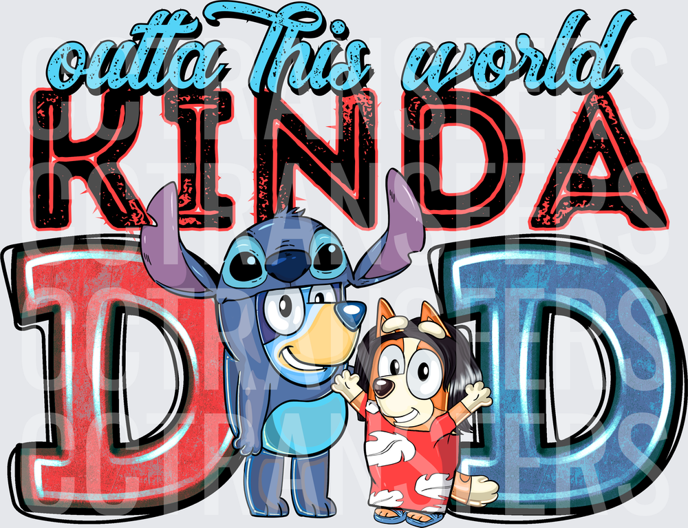 Outta This World Kinda Dad Blue Dog Alien Costume (DTF)