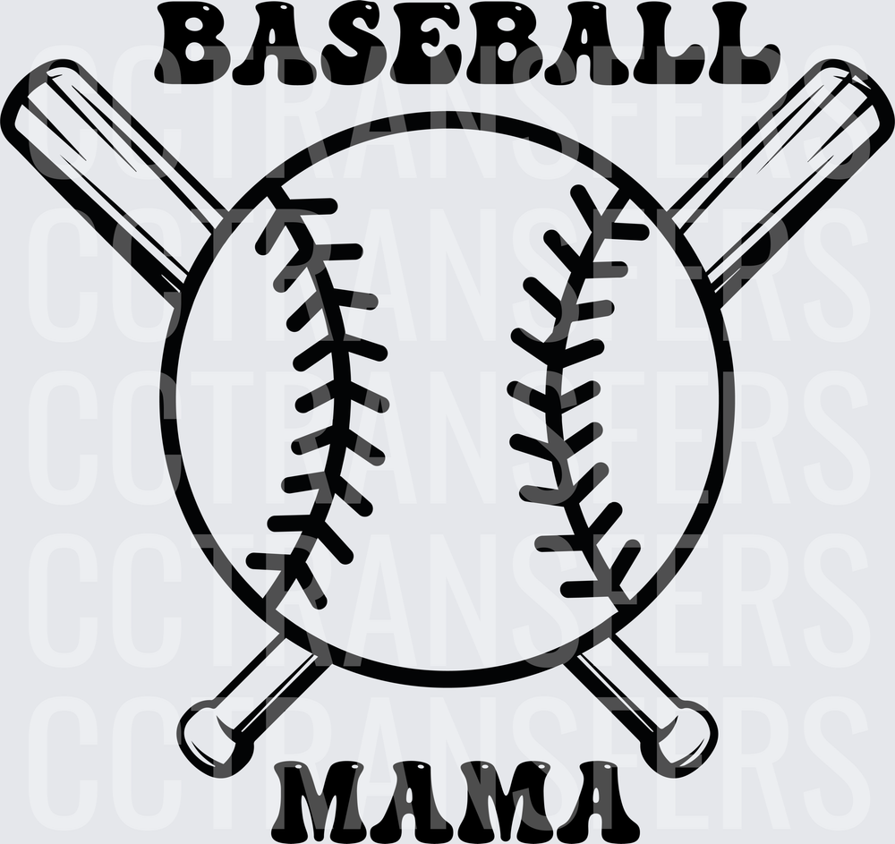 Baseball Mama Crossed Bats and Ball (DTF)