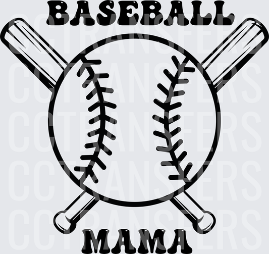 Baseball Mama Crossed Bats and Ball (DTF)